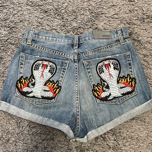 LF CARMAR snake print fire Jean shorts